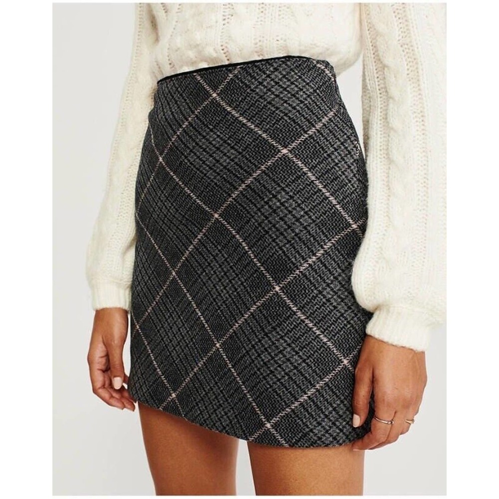 ABERCROMBIE & FITCH Plaid Wool Blend Skirt
